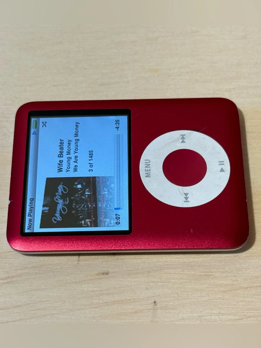 iPod Nano A1236 8GB Red Tested Battery 8-10Hr w/Charg-1485-Songs Read Info Blw!